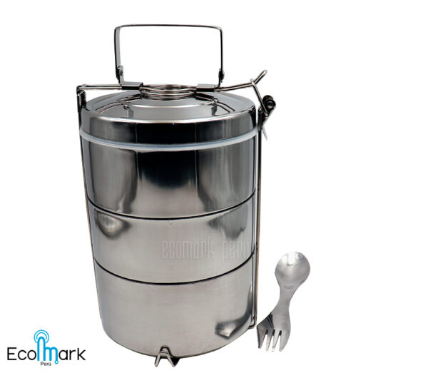 Portavianda Acero Inoxidable 3 Compartimientos 3600ml.
