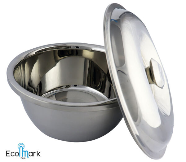 Bowl Tazón Acero Inoxidable con tapa 26cm