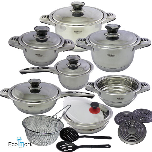 Set de Ollas Acero Inoxidable Hoffner 21pzas