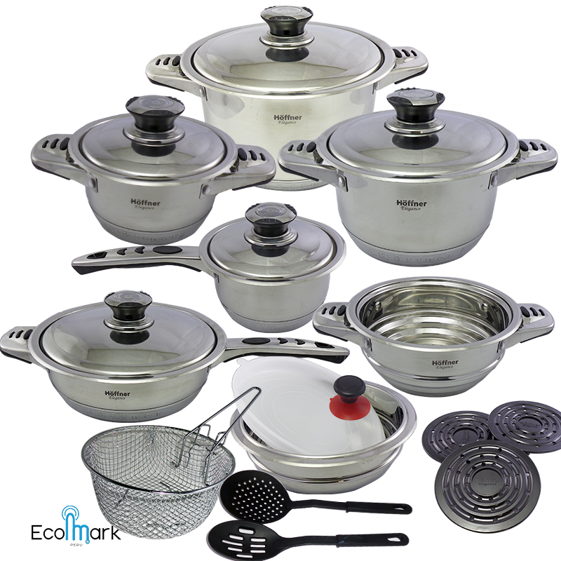 Set de Ollas Acero Inoxidable Hoffner 21pzas