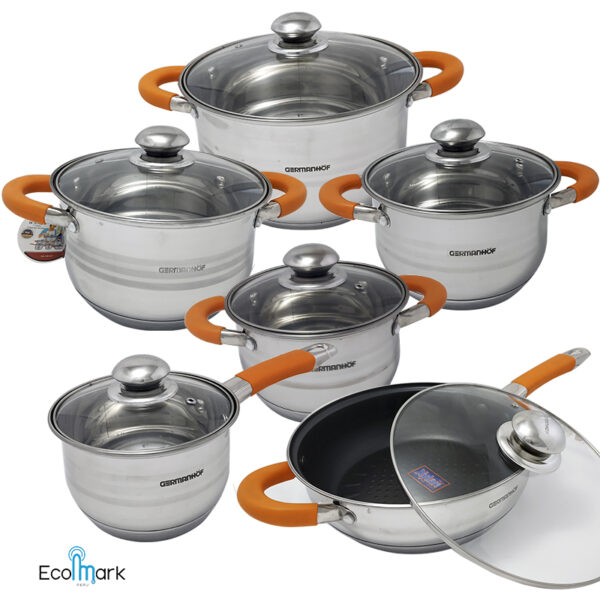 Set de Ollas Acero Inoxidable Germanhof 12 Pc