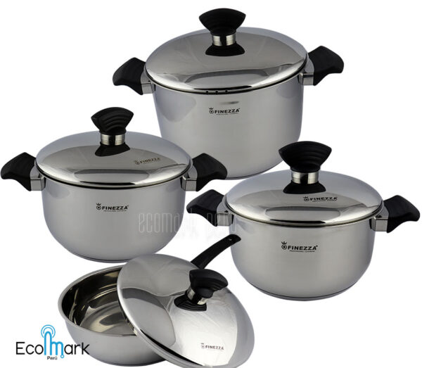 Set de Ollas FINEZZA Acero Inoxidable 18/10 08PC