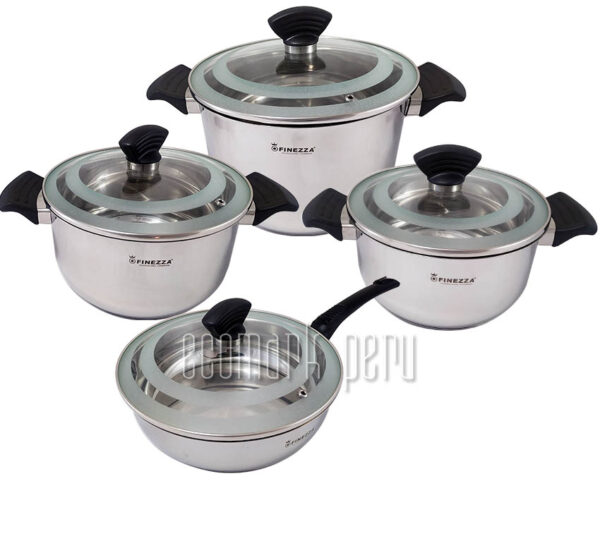 Set de Ollas FINEZZA Acero Inoxidable 18/10 08PC