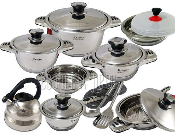 Set de Ollas Acero Inoxidable Reality 21 Pc