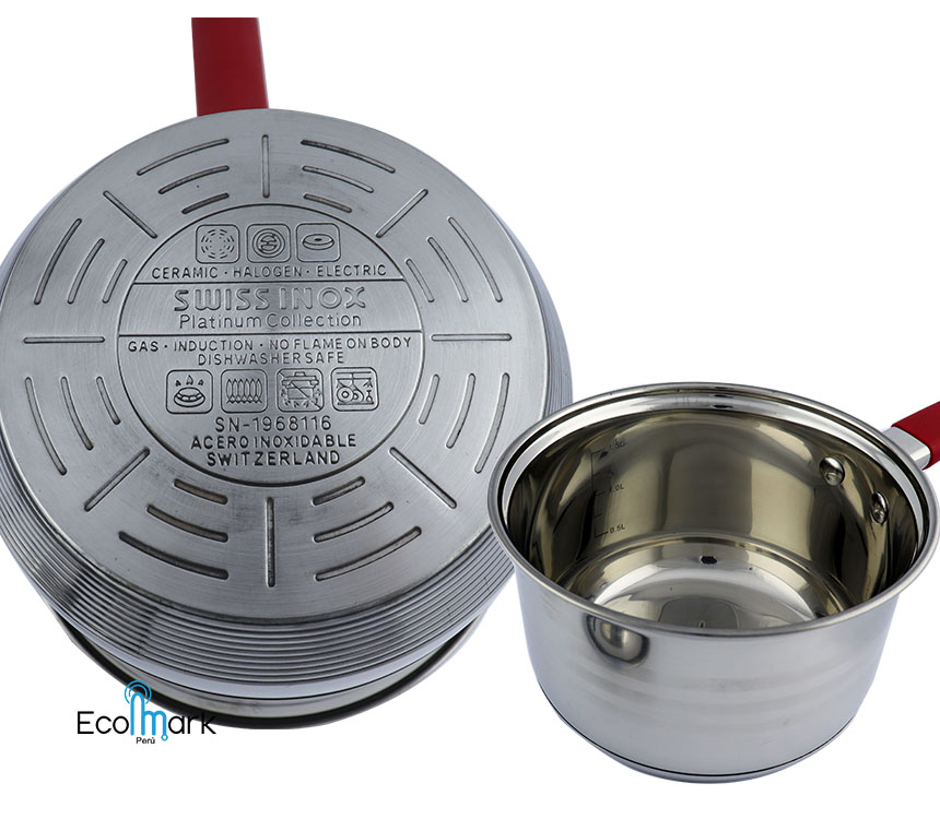 Set de Ollas Swiss Inox Acero Inoxidable 12Pc Rojo - Imagen 2