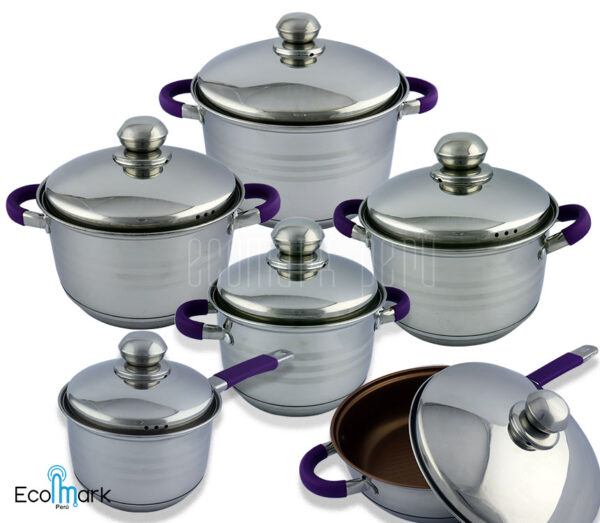 Set de Ollas Acero Inoxidable Swiss Inox 12 Pc