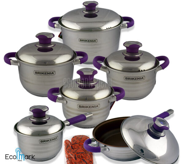 Set de Ollas Acero Inoxidable Brikenia 12 Pc