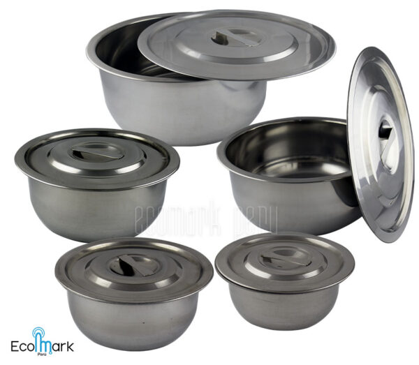 Set de Bowls con Tapa Acero Inoxidable