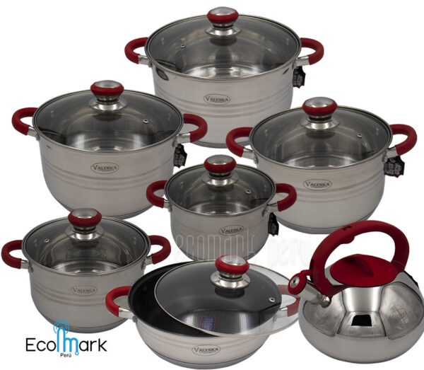 Ollas Jumbo Acero Quirúrgico Valeska 14 Pc