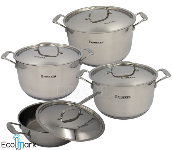 Set de Ollas FINEZZA Acero Inoxidable 18/10 08PC
