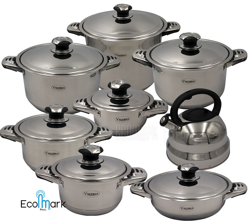 Ollas Acero Quirúrgico Valeska Termostato17Pc
