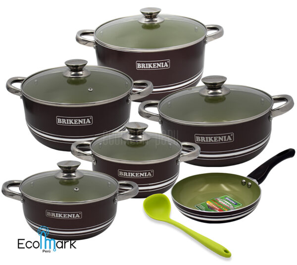 Set de Ollas Cerámico Antiadherente Brikenia 11Pc