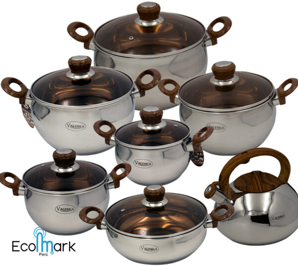 Set de Ollas Acero Inoxidable Valeska 13Pc