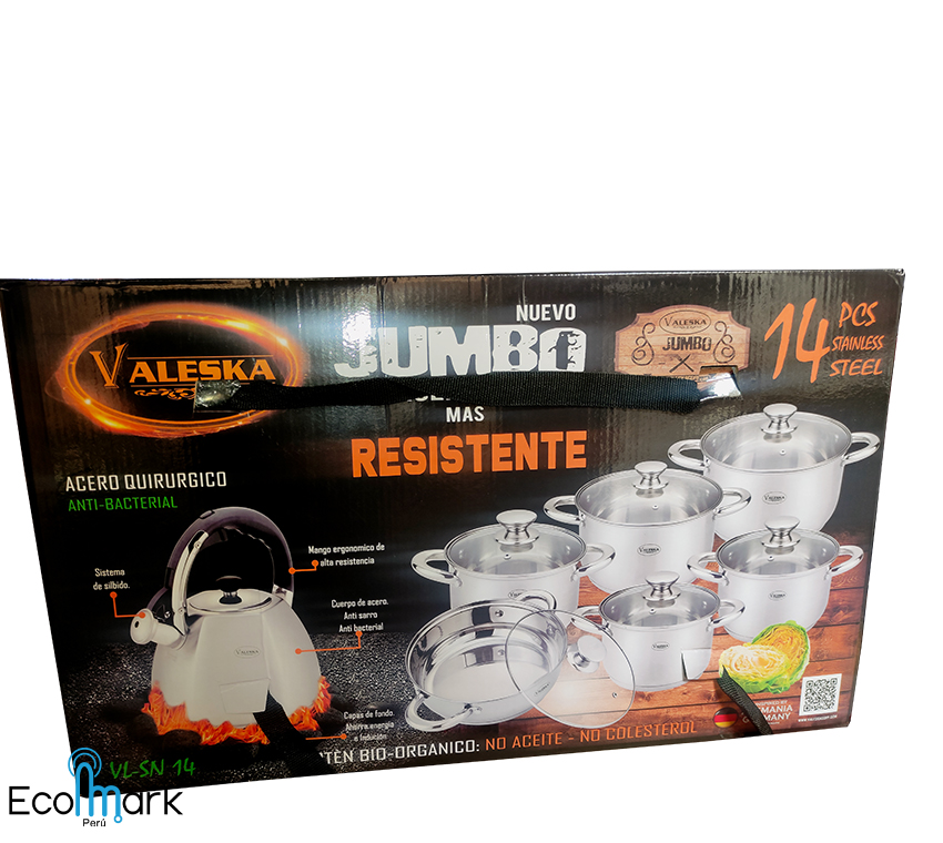 Ollas Jumbo Acero Quirúrgico Valeska 14 Pc - Imagen 5
