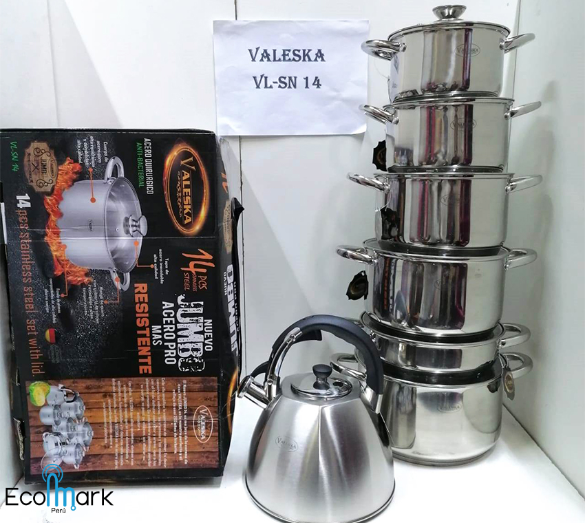 Ollas Jumbo Acero Quirúrgico Valeska 14 Pc - Imagen 3