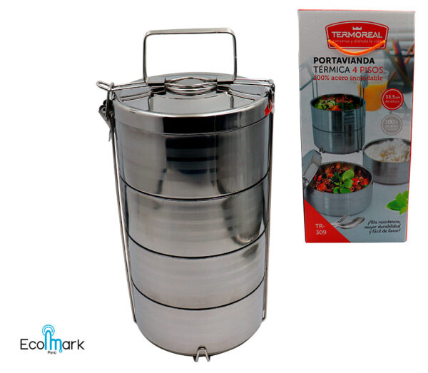 Portavianda Acero Inoxidable 4 Compartimientos 4000 ml.