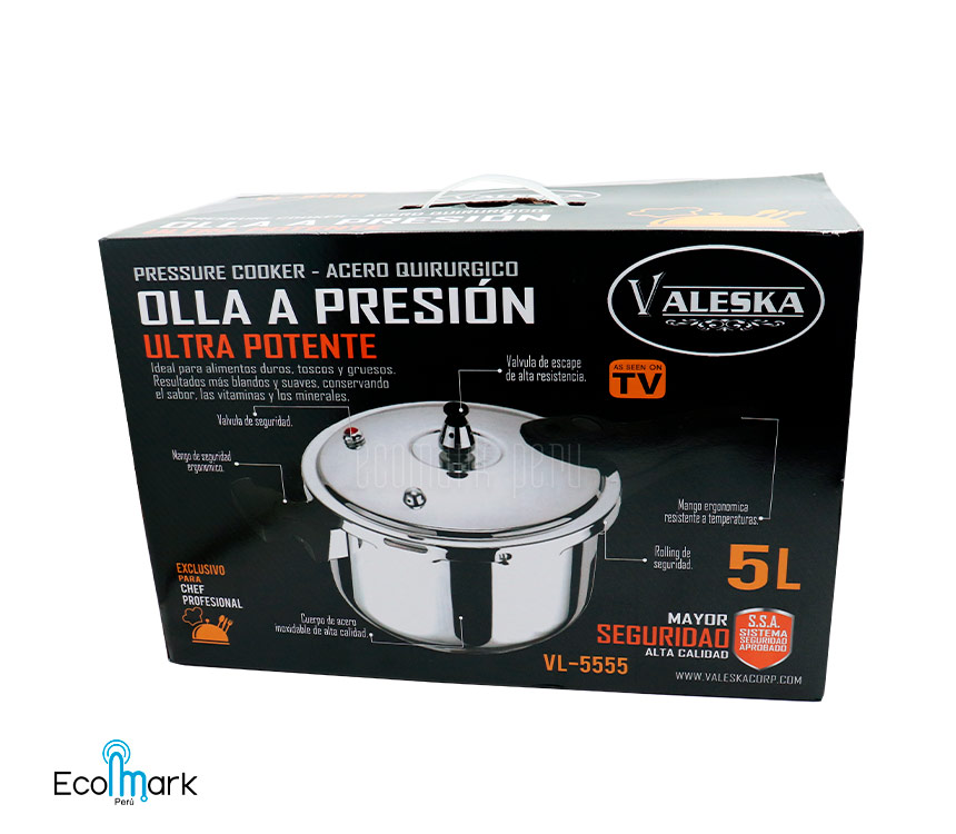 Olla a Presión VALESKA Acero Inoxidable 5 L. - Imagen 2