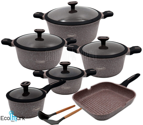 Set de Ollas VALESKA Roca volcánica 11 Pc