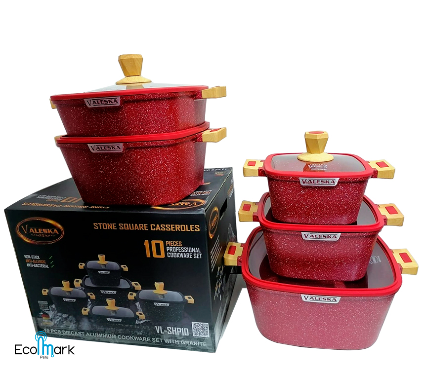 Set de Ollas Valeska Roca Volcánica 10 Pc VL- SHP-10R