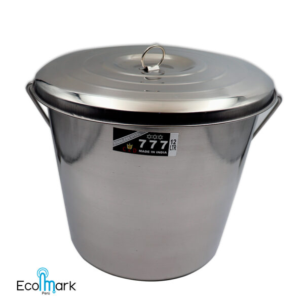 Balde Acero Inoxidable con Tapa 12 Litros Modelo 777