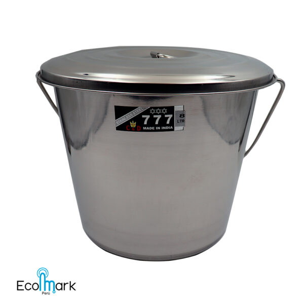 Balde Acero Inoxidable con Tapa 8 Litros Modelo 777
