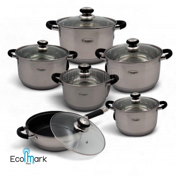 Set de Ollas Acero Inoxidable Quirúrgico Valeska 12 Pc