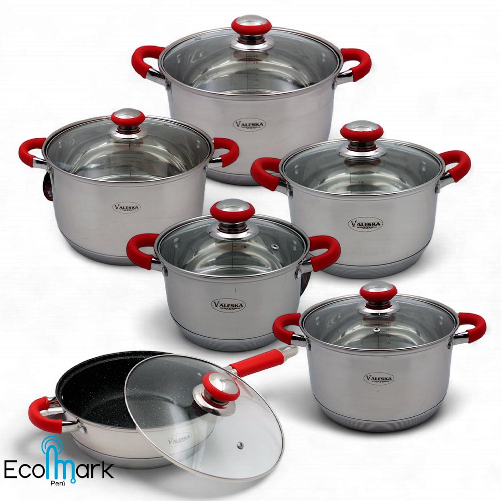 Set de Ollas Acero Inoxidable Quirúrgico Valeska 12 Pc