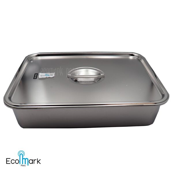 Bandeja Acero Inoxidable Satinada con Tapa 45x35x10cm