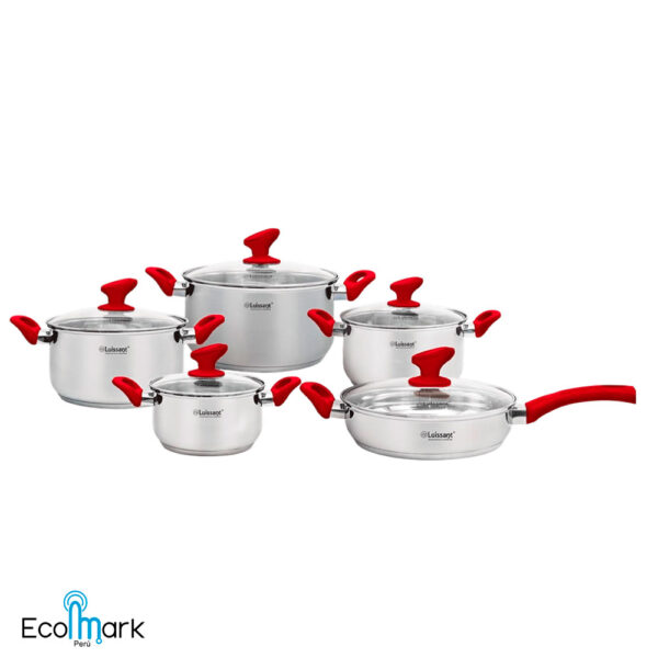 Ollas Acero Inoxidable Luissant 10Pc LU1004R Rojo