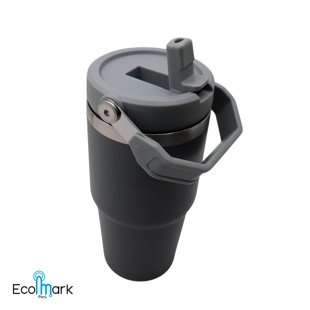 Termo Botella Acero Inoxidable 304 con Asa 600 ml Gris - Imagen 2