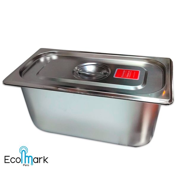 Bandeja Gastronómica con Tapa Acero Inoxidable 32.5×17.5x15cm