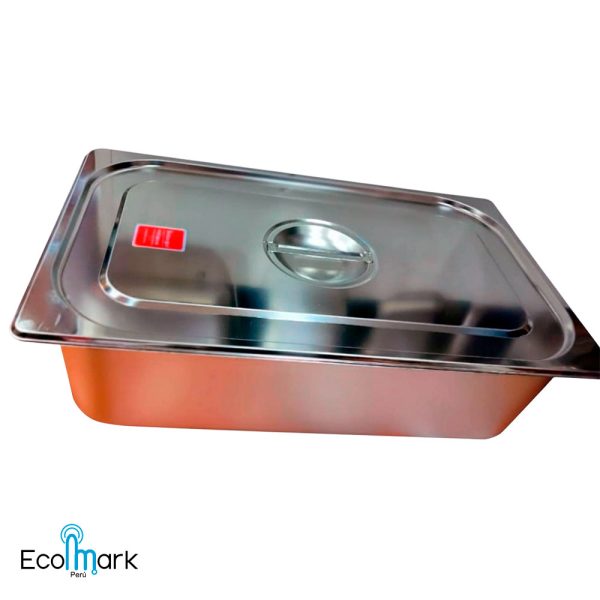 Bandeja Gastronómica con Tapa Acero Inoxidable 53×32.5x15cm