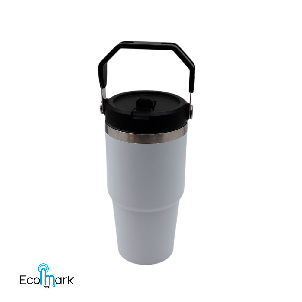 Termo Vaso Acero Inoxidable 304 con Asa 600 ml Blanco - Imagen 2