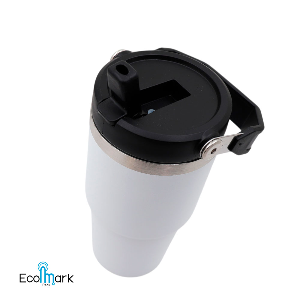 Termo Vaso Acero Inoxidable 304 con Asa 600 ml Blanco - Imagen 3