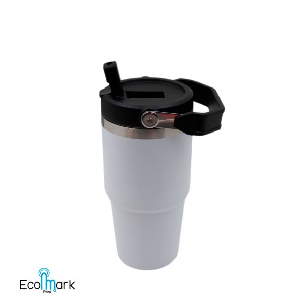 Termo Vaso Acero Inoxidable 304 con Asa 600 ml Blanco