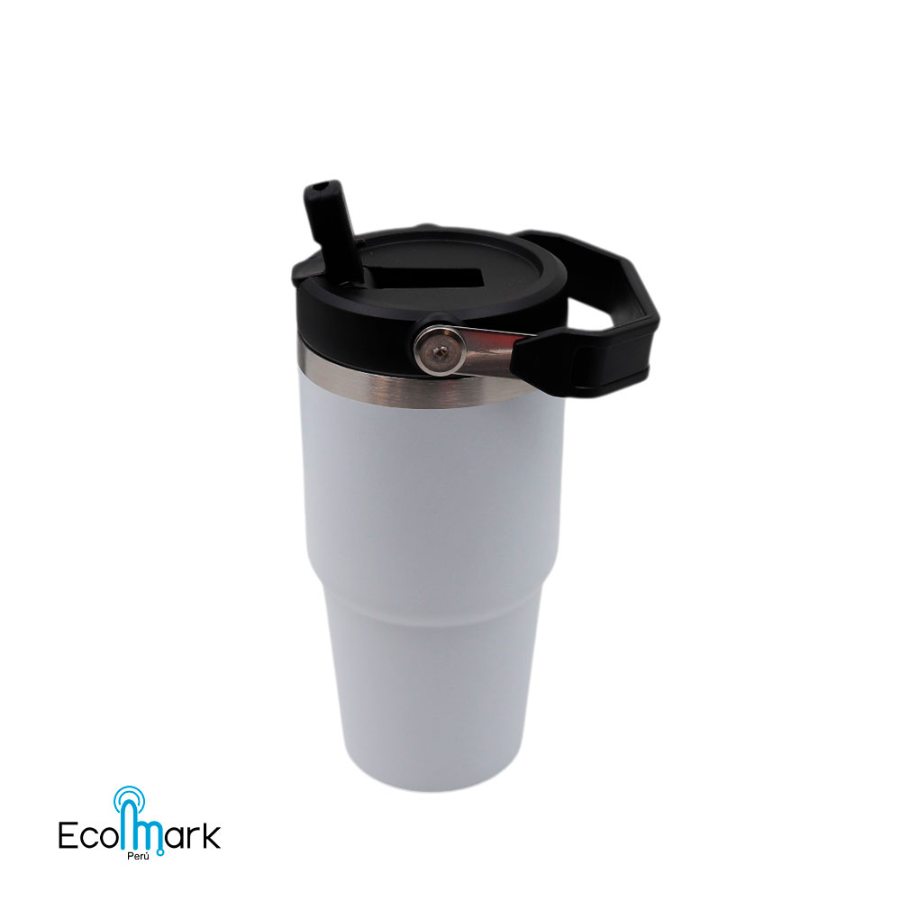 Termo Vaso Acero Inoxidable 304 con Asa 600 ml Blanco