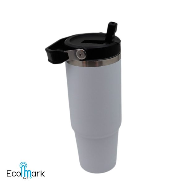 Termo Vaso Acero Inoxidable 304 con Asa 900 ml Blanco