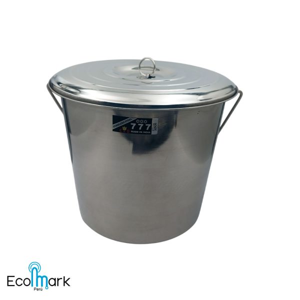 Balde Acero Inoxidable con Tapa 15 Litros Modelo 777